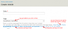 Using clickable tags - tag selection for an article